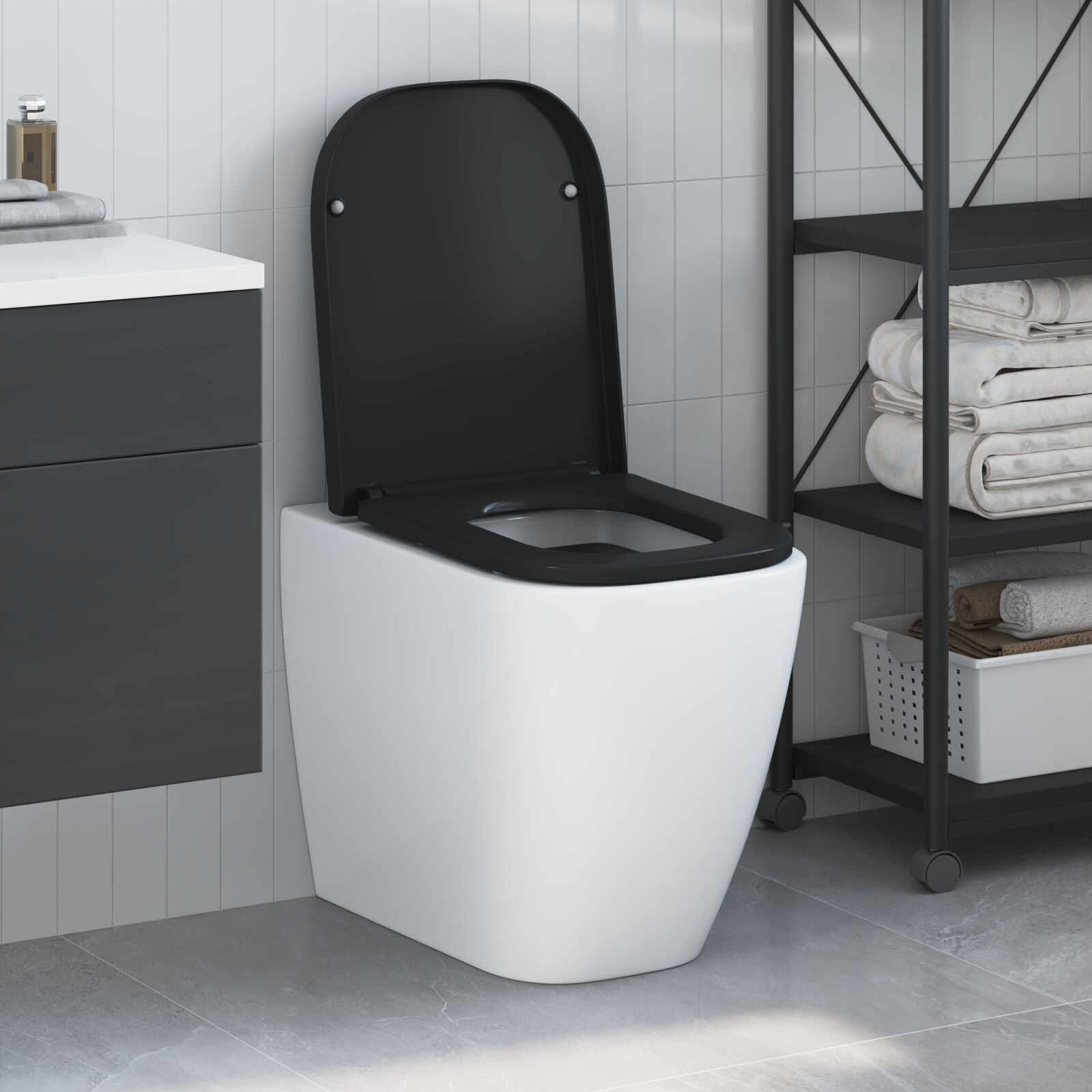 vidaXL Schnellverschluss-Toilettensitz mit sanftem Schließen Duroplast Schwarz