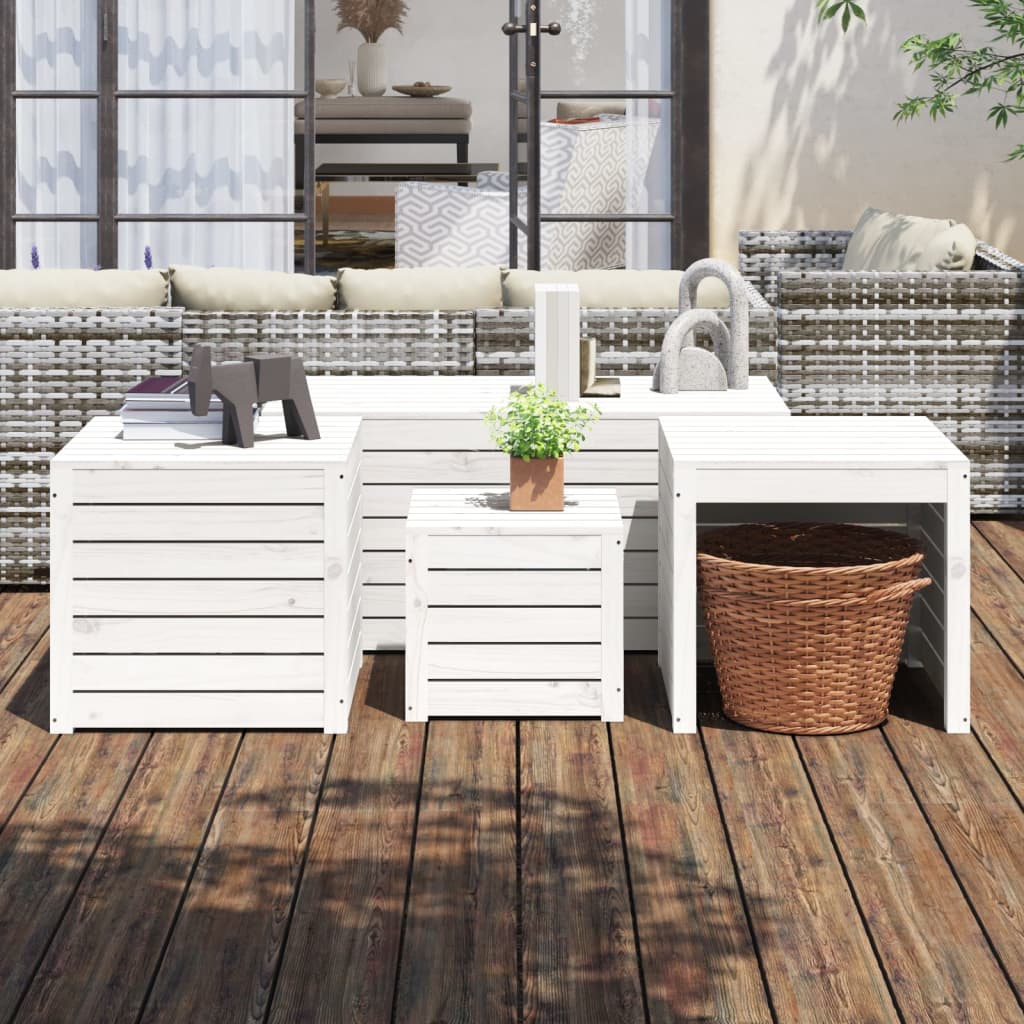 vidaXL 4-tlg. Gartenbox-Set Weiß Massivholz Kiefer