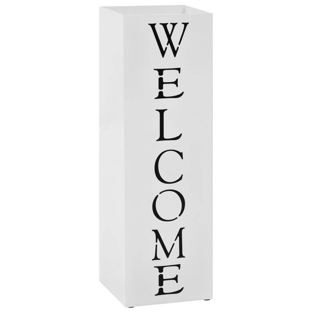 vidaXL Regenschirmständer Welcome Stahl Weiß 