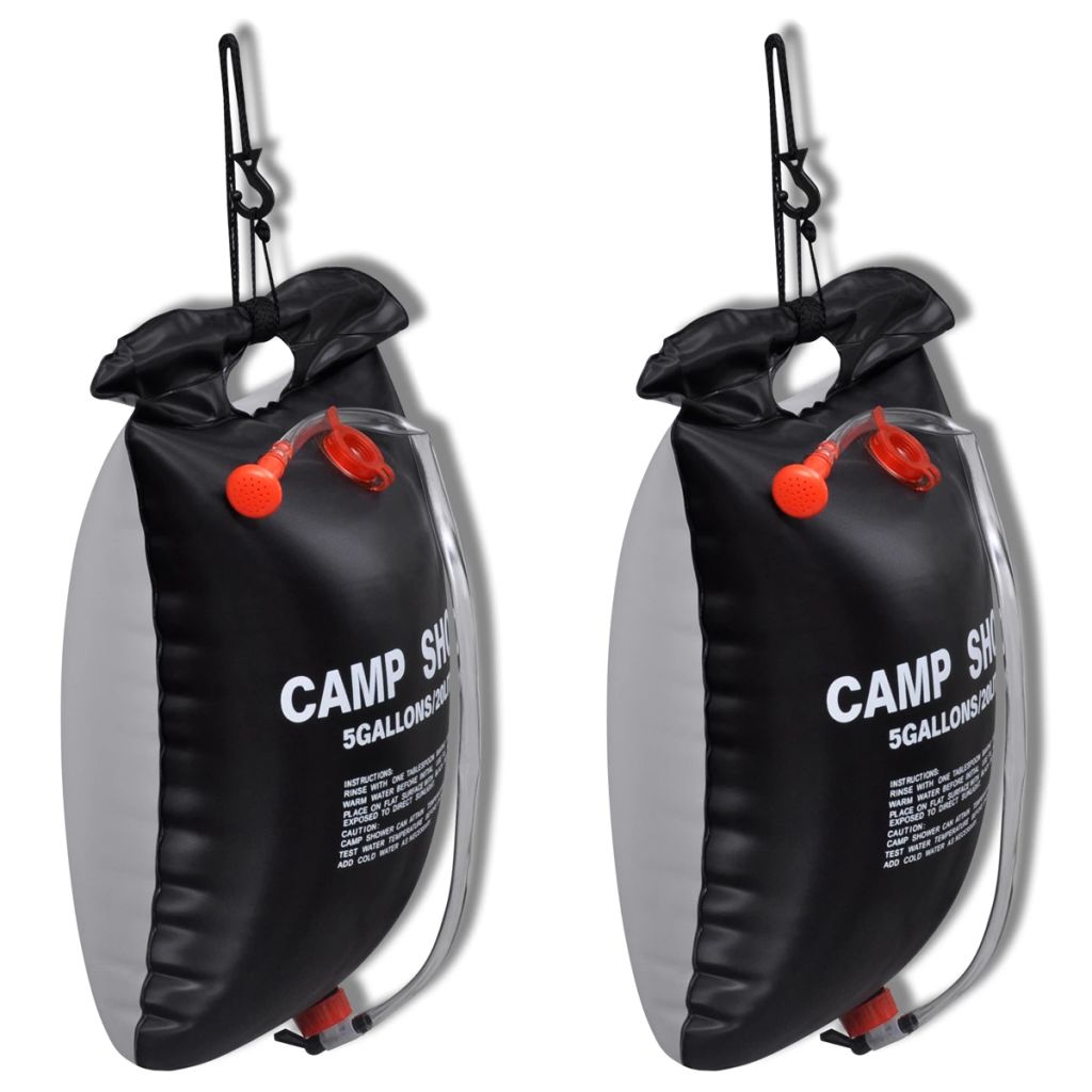 vidaXL Campingdusche 2 Stk. Solar 20 L