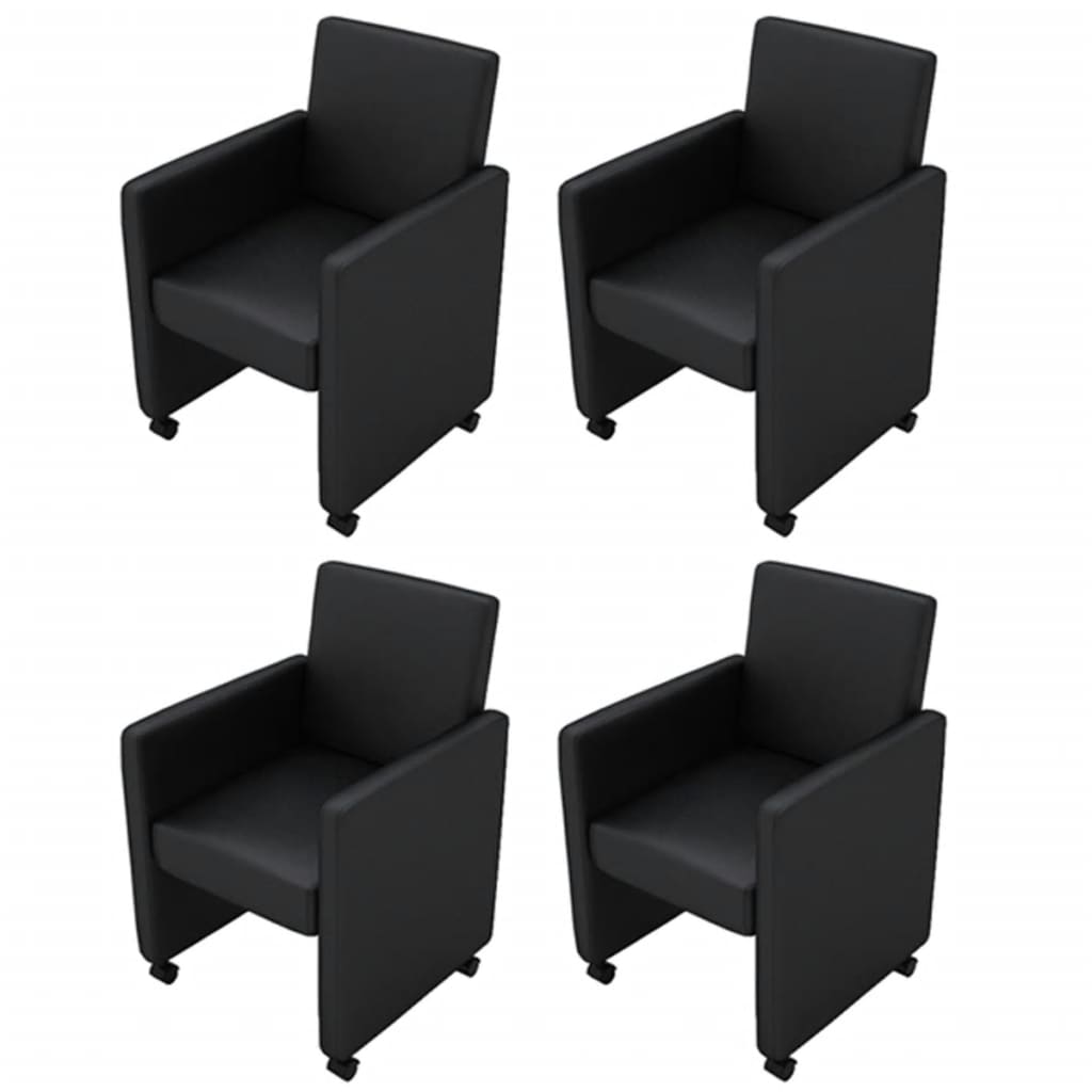  vidaXL Esszimmerstühle 4 Stk. Schwarz Kunstleder