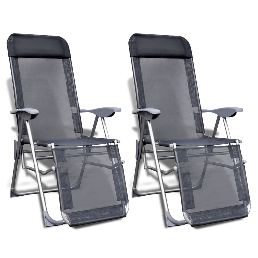 Klappbare einstellbare Campingstühle mit Fußstütze Aluminium 2er-Set