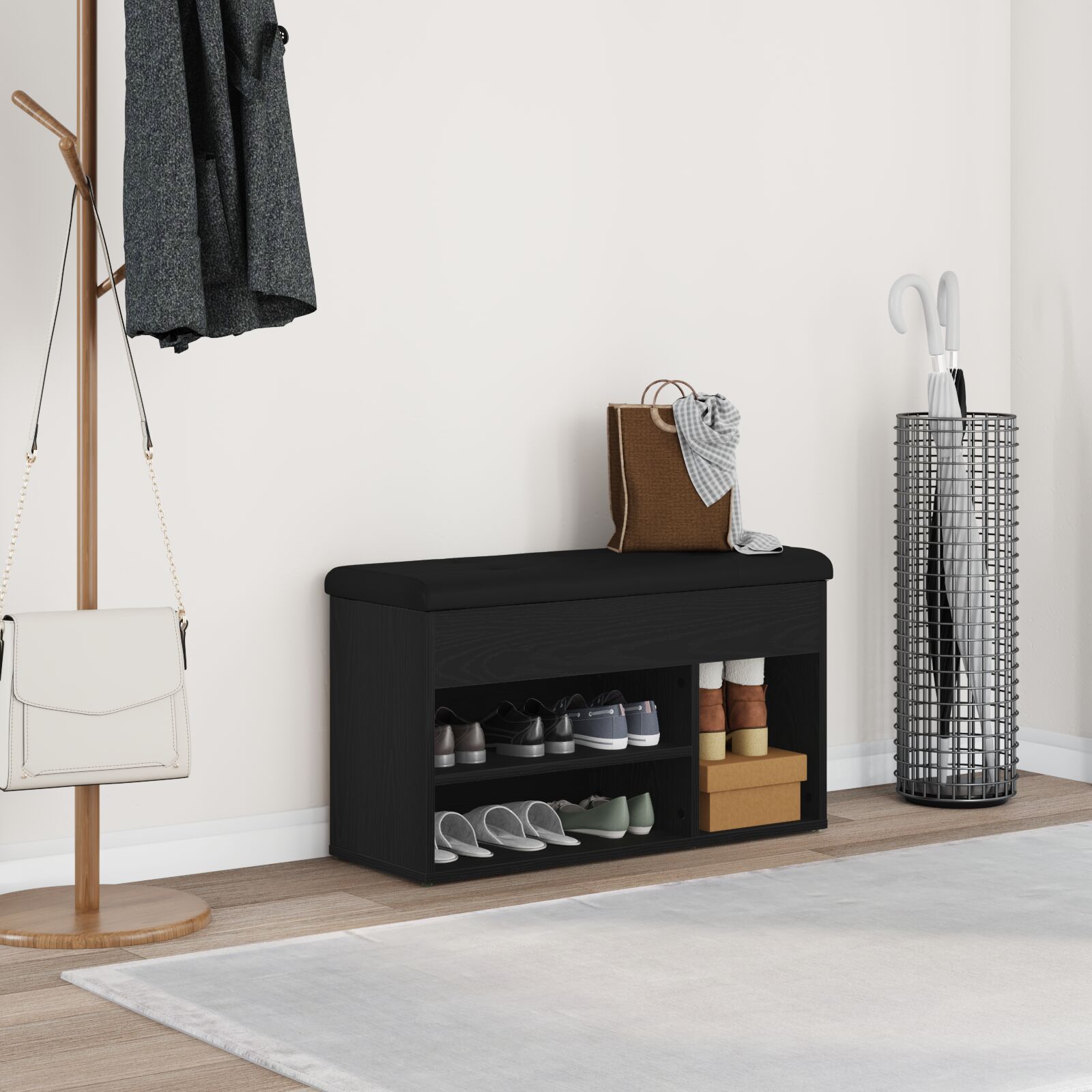 vidaXL Aufbewahrungsgestell Schwarzes Eichenholz 80x30x45 cm Ingenieurholz
