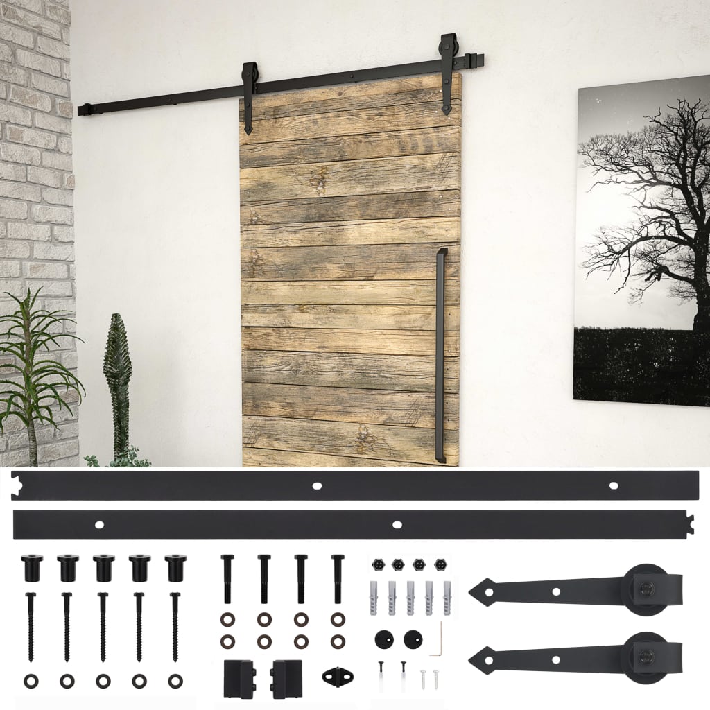 vidaXL Schiebetürbeschlag-Set SKIEN 200 cm Stahl Schwarz