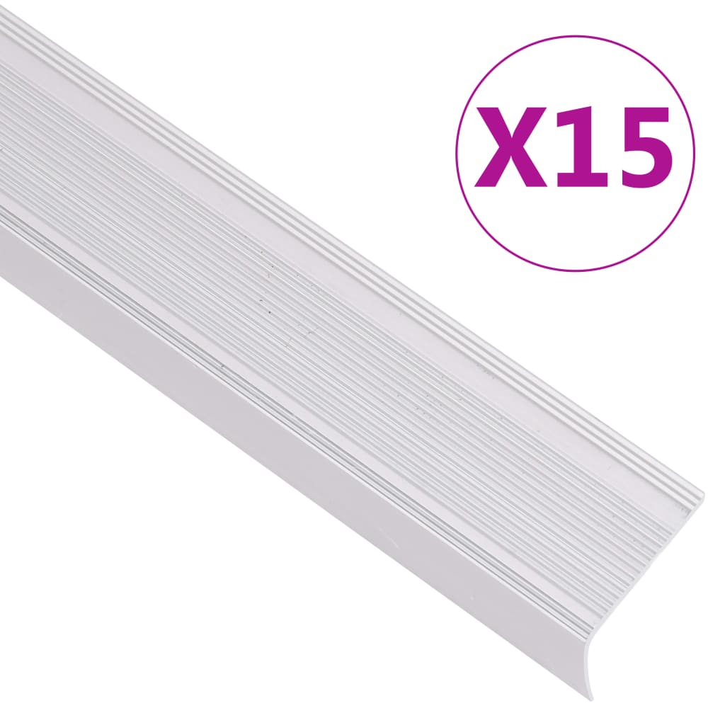 vidaXL Treppenkantenprofile in L-Form 15 Stk. Aluminium 100 cm Silbern