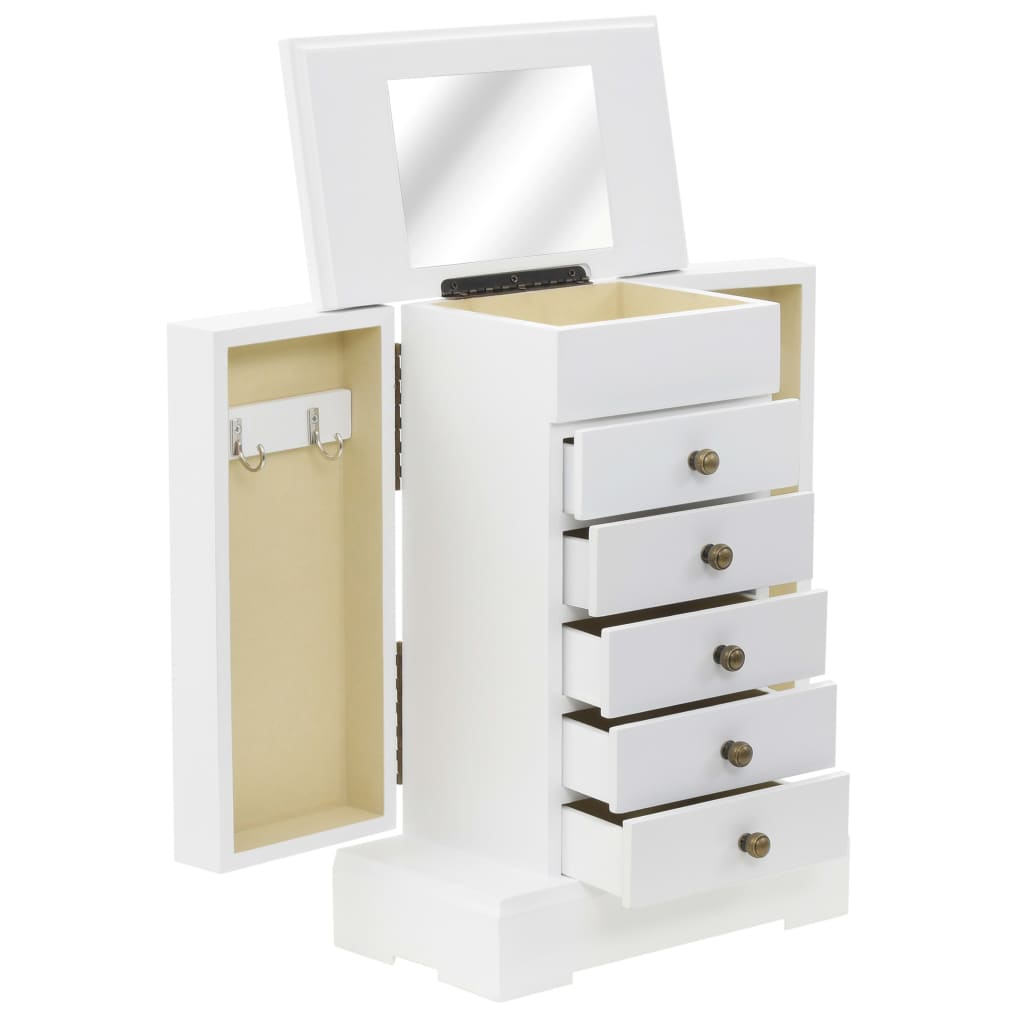 vidaXL Schmuckkasten mit Spiegel MDF 25 x 13,5 x 34 cm