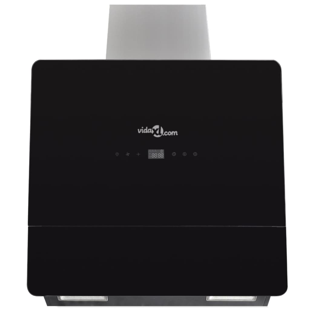 vidaXL Dunstabzugshaube Schwarz Hartglas mit Display 600 mm