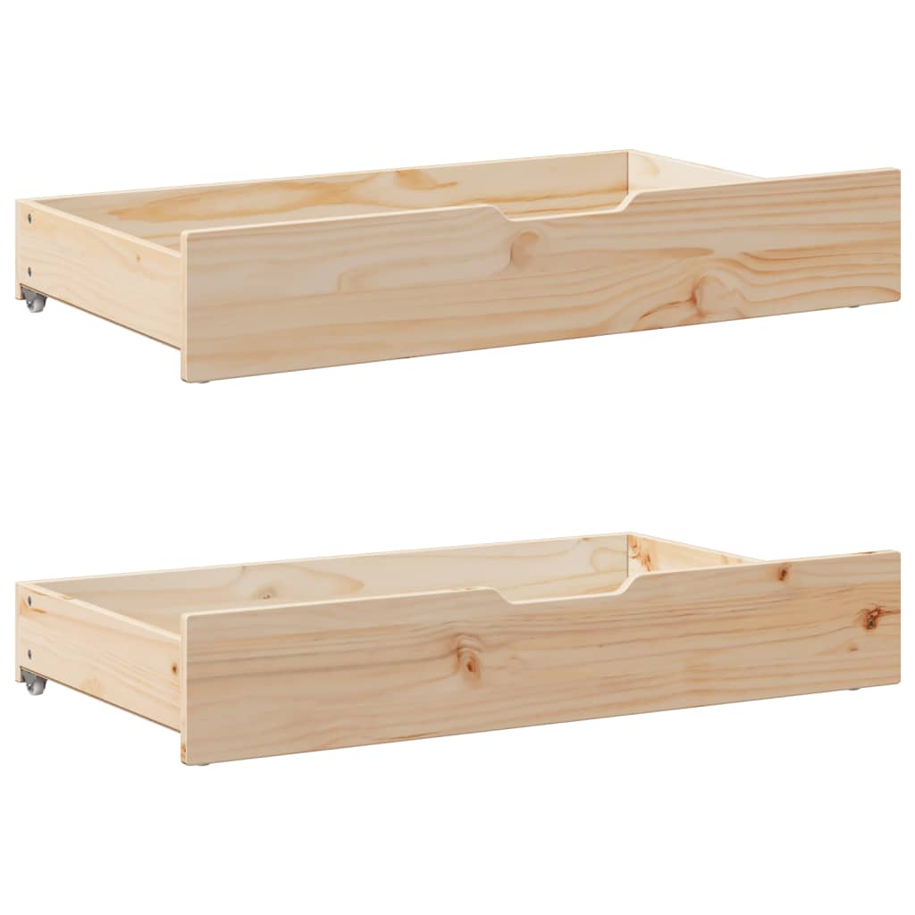 vidaXL Bettschubladen mit Rollen 2 Stk. 90x55x17 cm Massivholz Kiefer
