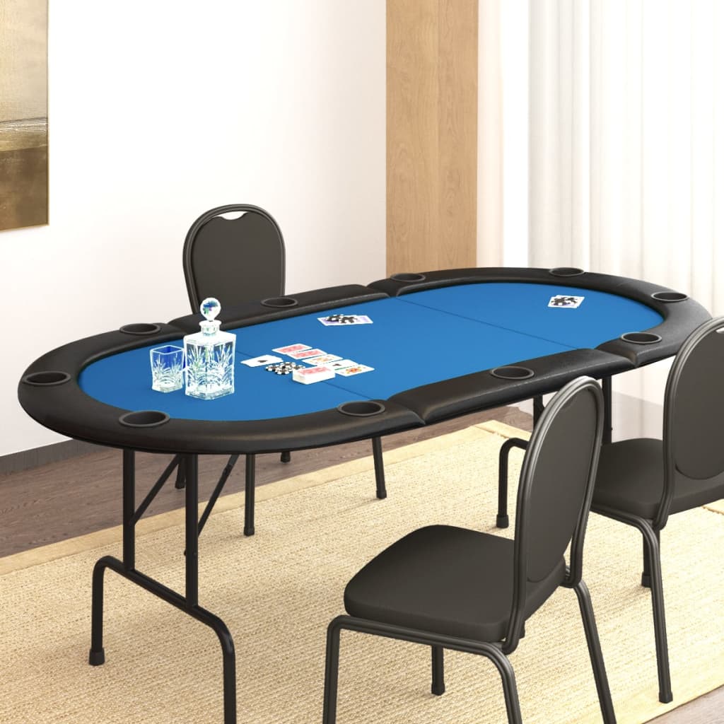 vidaXL Pokertisch Klappbar 10 Spieler Blau 207x106x76 cm