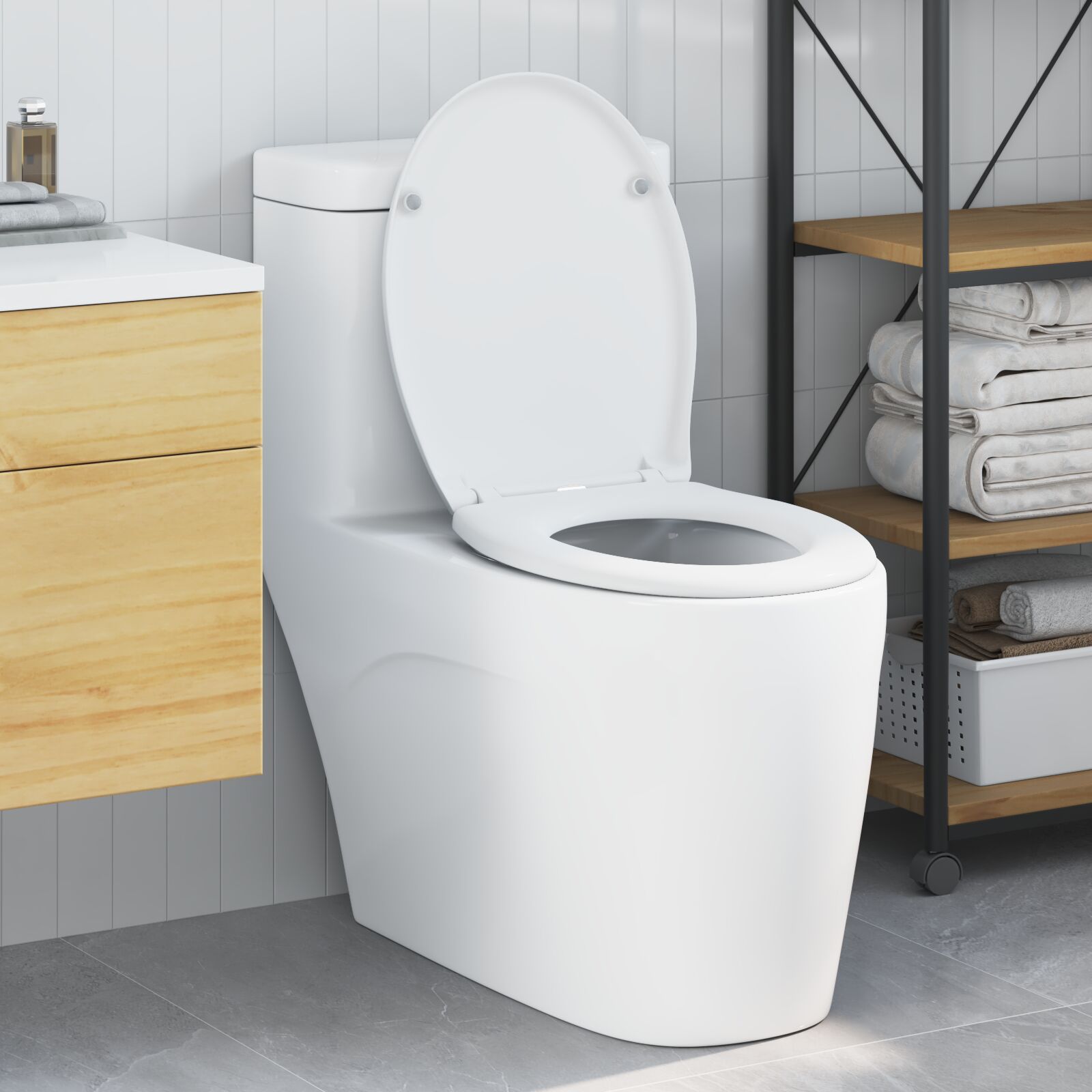vidaXL Schnellverschluss-Toilettensitz mit sanftem Schließen Duroplast Weiß