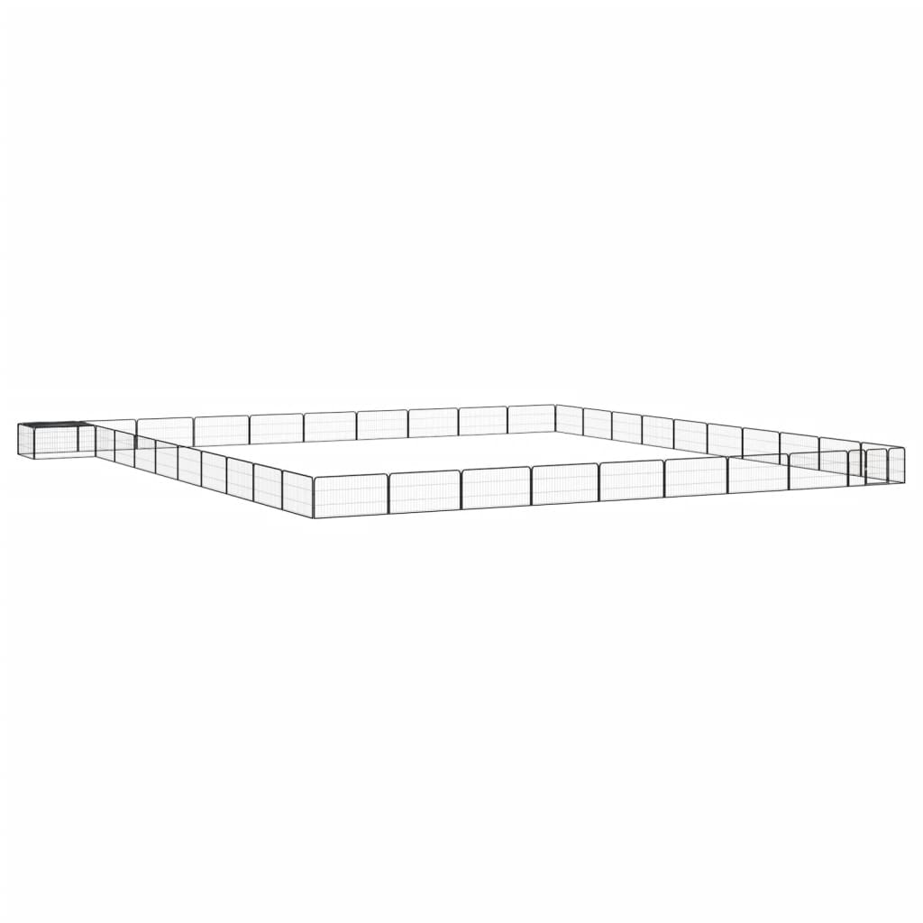 vidaXL 40-tlg. Hundelaufstall Schwarz 100x50cm Stahl Pulverbeschichtet