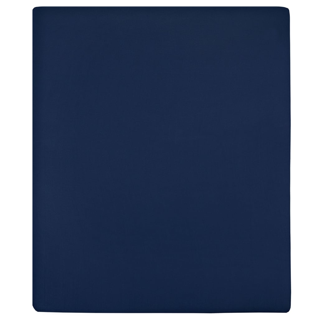 vidaXL Spannbettlaken 2 Stk. Jersey Marineblau 140x200 cm Baumwolle