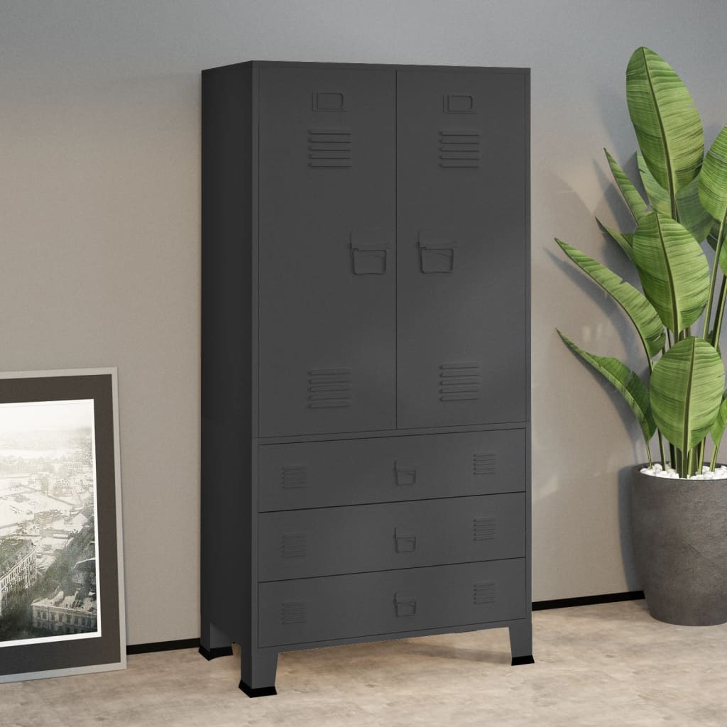 vidaXL Industrial Kleiderschrank Anthrazit 90x50x180 cm Metall