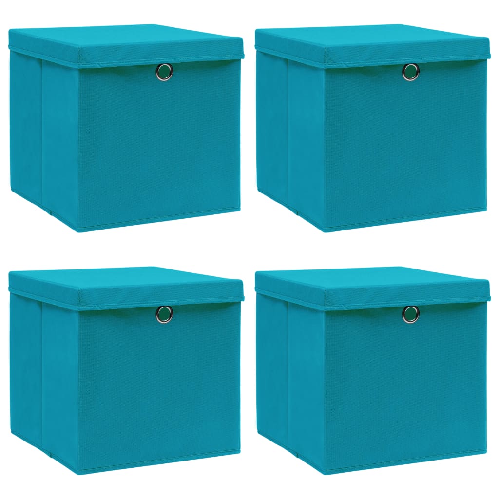  vidaXL Aufbewahrungsboxen mit Deckeln 4 Stk. Babyblau 32x32x32cm Stoff