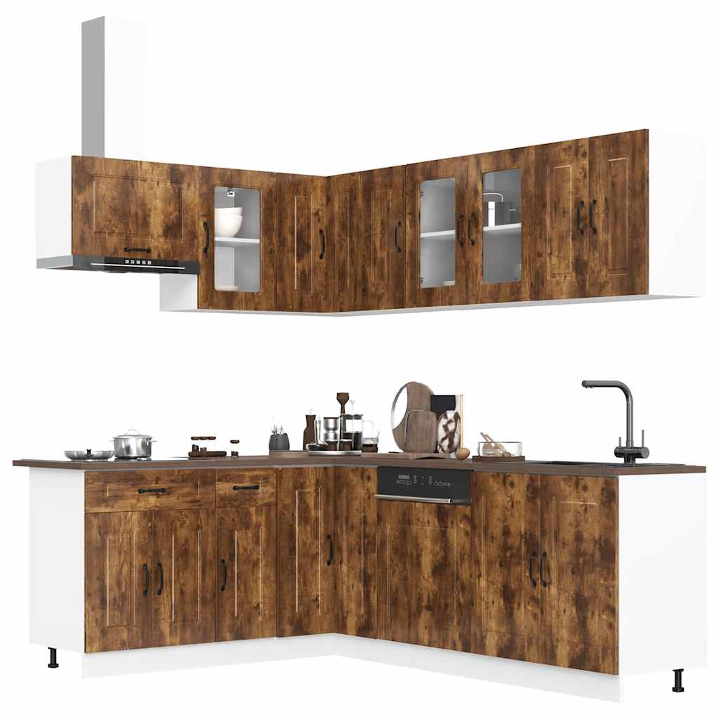 vidaXL 11-tlg. Küchenschrank-Set Kalmar Räuchereiche Holzwerkstoff