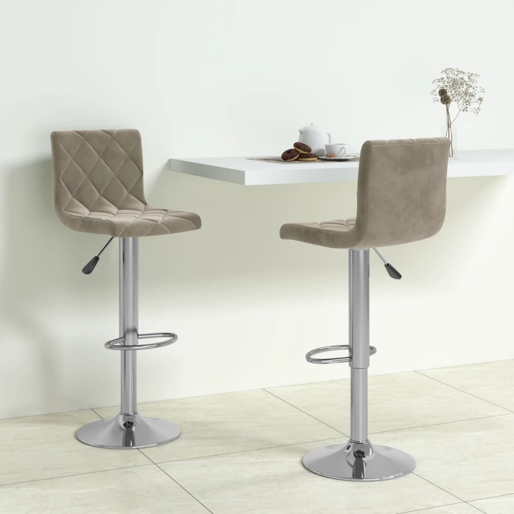  vidaXL Barhocker 2 Stk. Hellgrau Samt