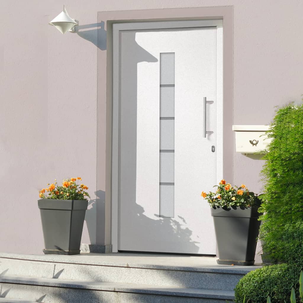 vidaXL Haustür Aluminium und PVC Weiß 100x210 cm  