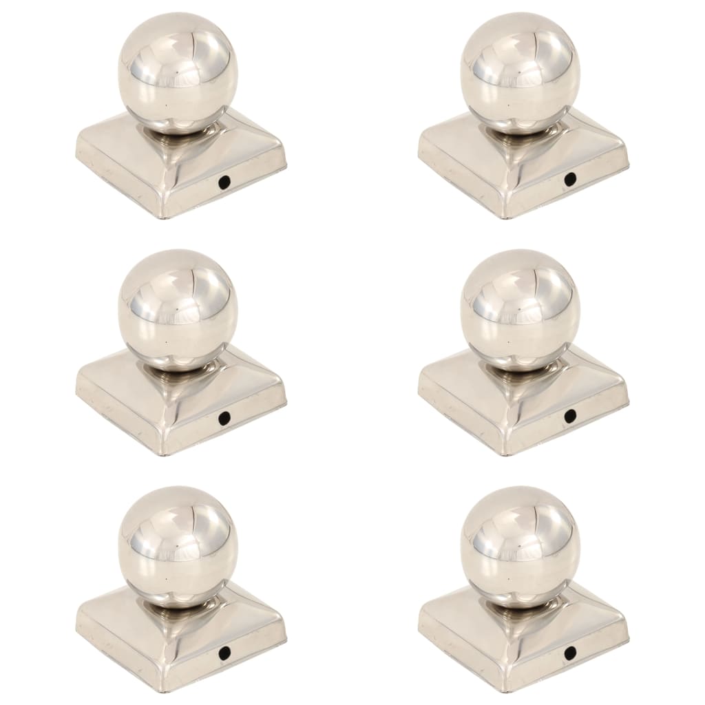vidaXL Pfostenkappen 6 Stk. Kugelform Edelstahl 71 x 71 mm 