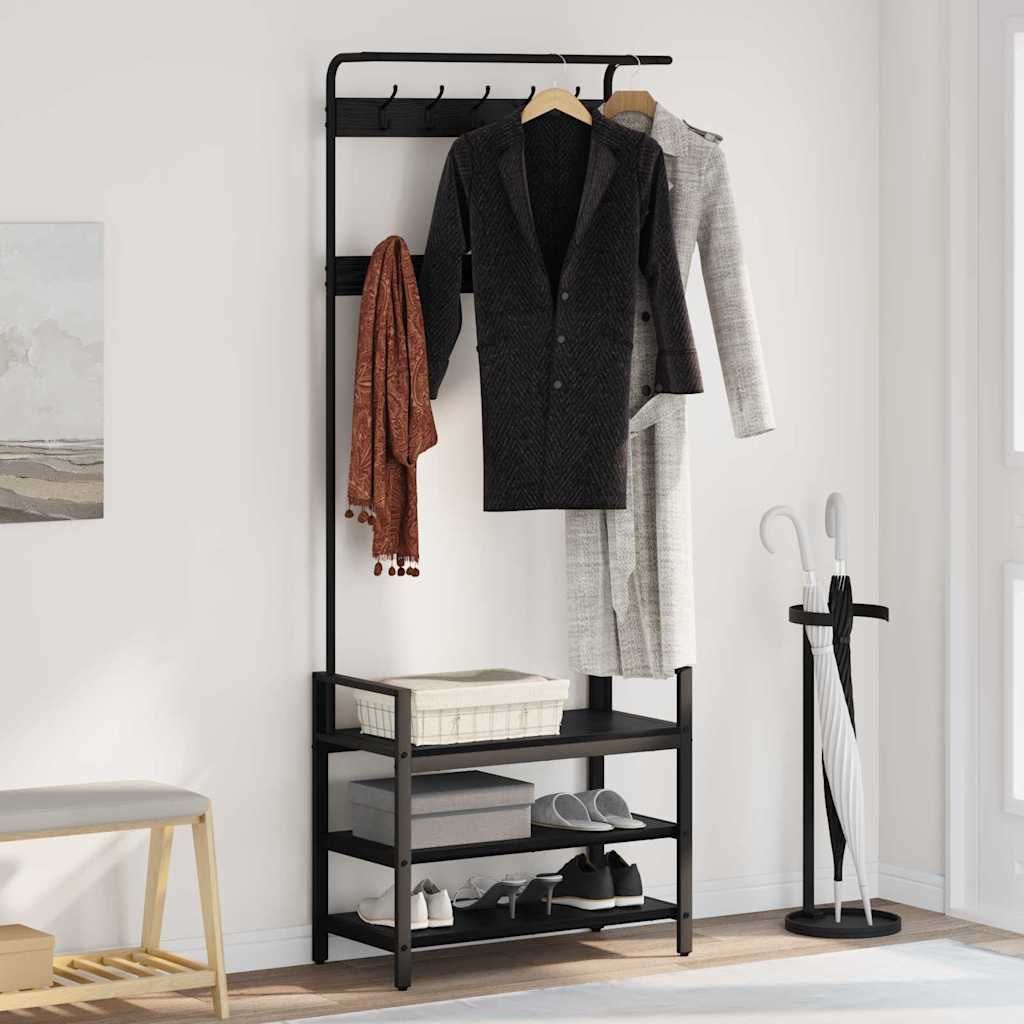 vidaXL Kleiderständer mit Regal Schwarz Eichen-Optik 75 x 34 x 184 cm vidaXL Kleiderständer mit Regal Schwarz Eichen-Optik 75 x 34 x 184 cm