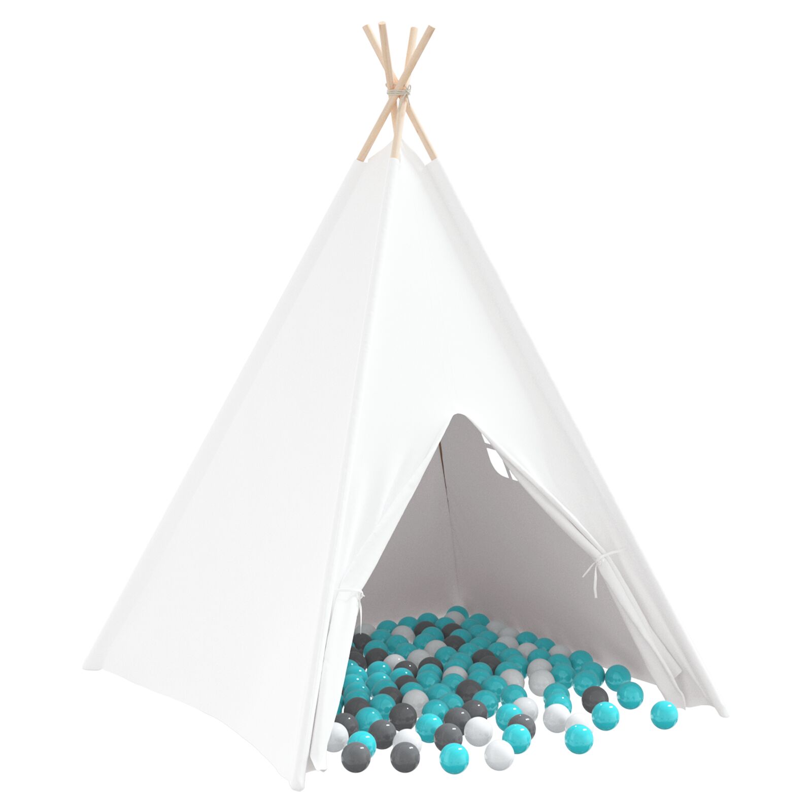 vidaXL Kinder-Teepee Zelt mit Tasche Pfirsich & Spielbälle Haut Weiß