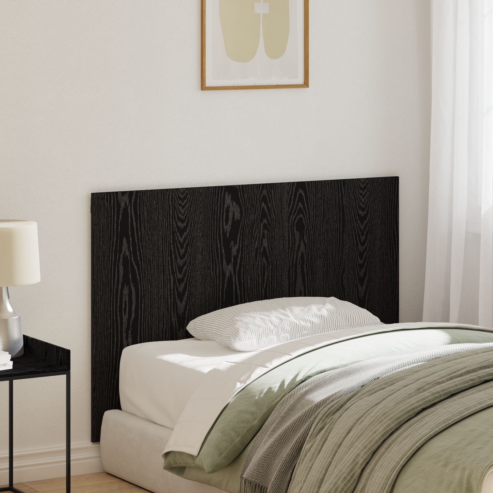vidaXL Bett Kopfteil Schwarz Eiche 120x1,5x80 cm Ingenieurholz