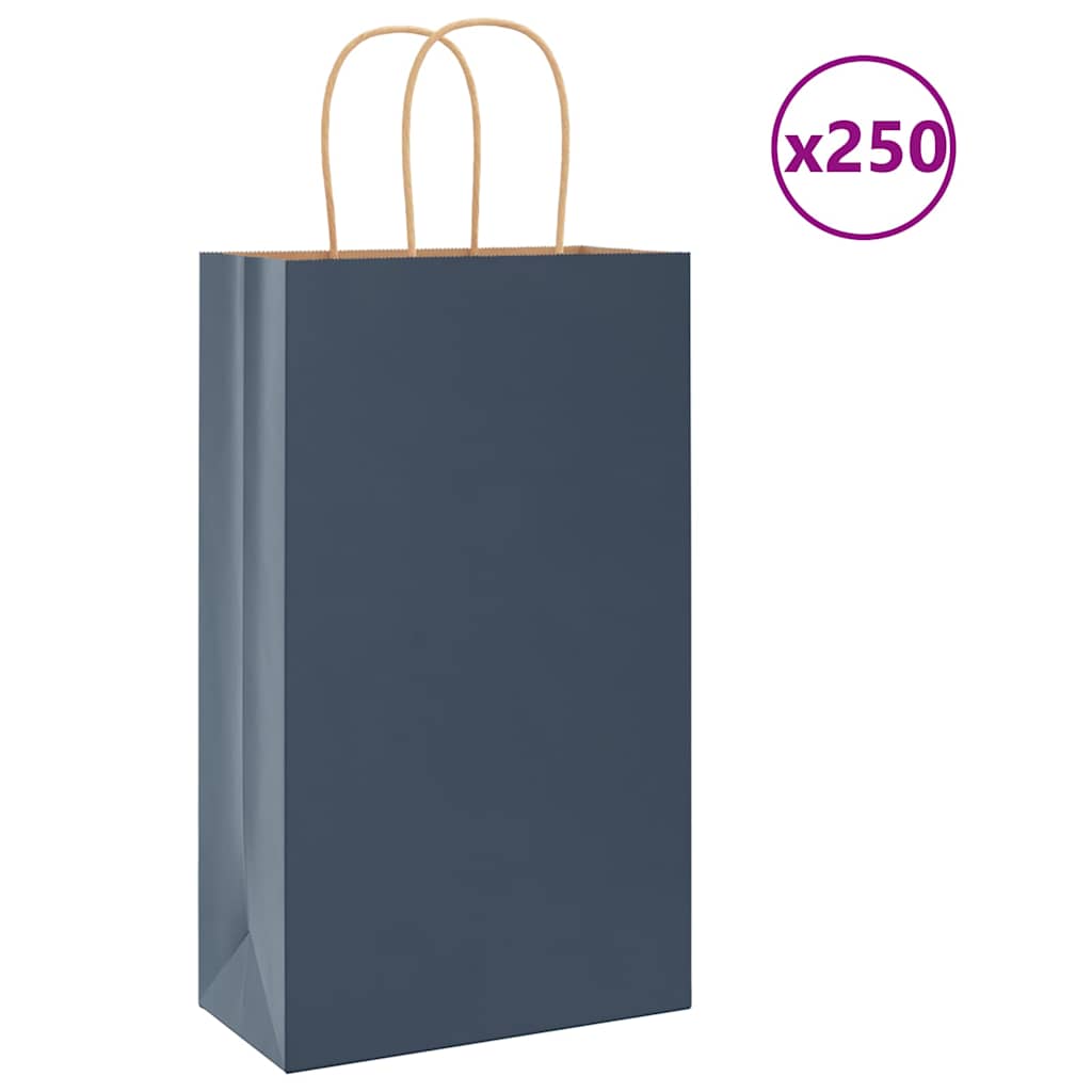 vidaXL Papiertragetaschen 250 Stk. mit Henkeln Blau 21x11x36 cm