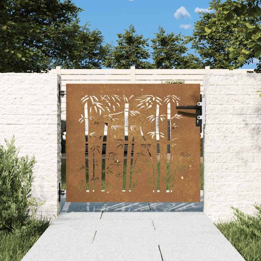 vidaXL Gartentor 85x75 cm Cortenstahl Bambus-Design