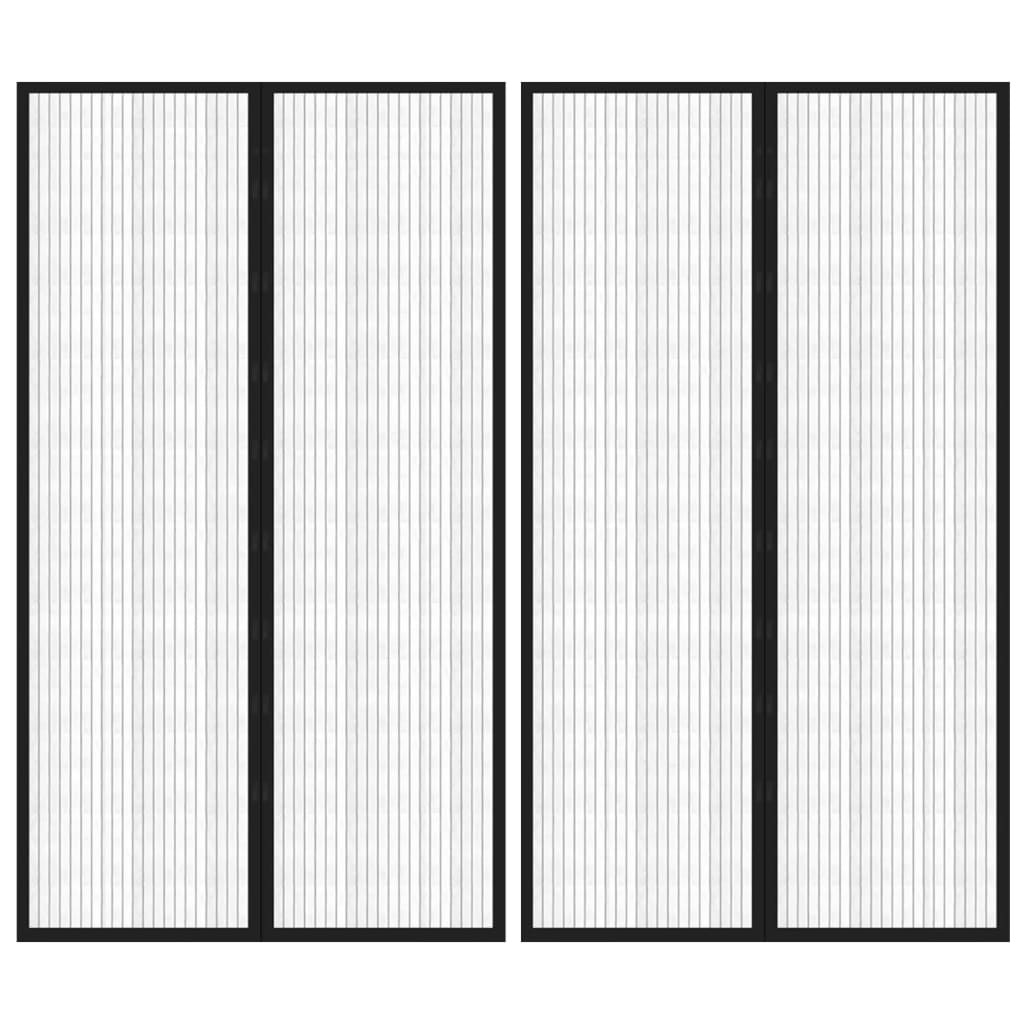 vidaXL Fliegengitter-Türvorhänge 2 Stk. Magnet Schwarz 200x80 cm