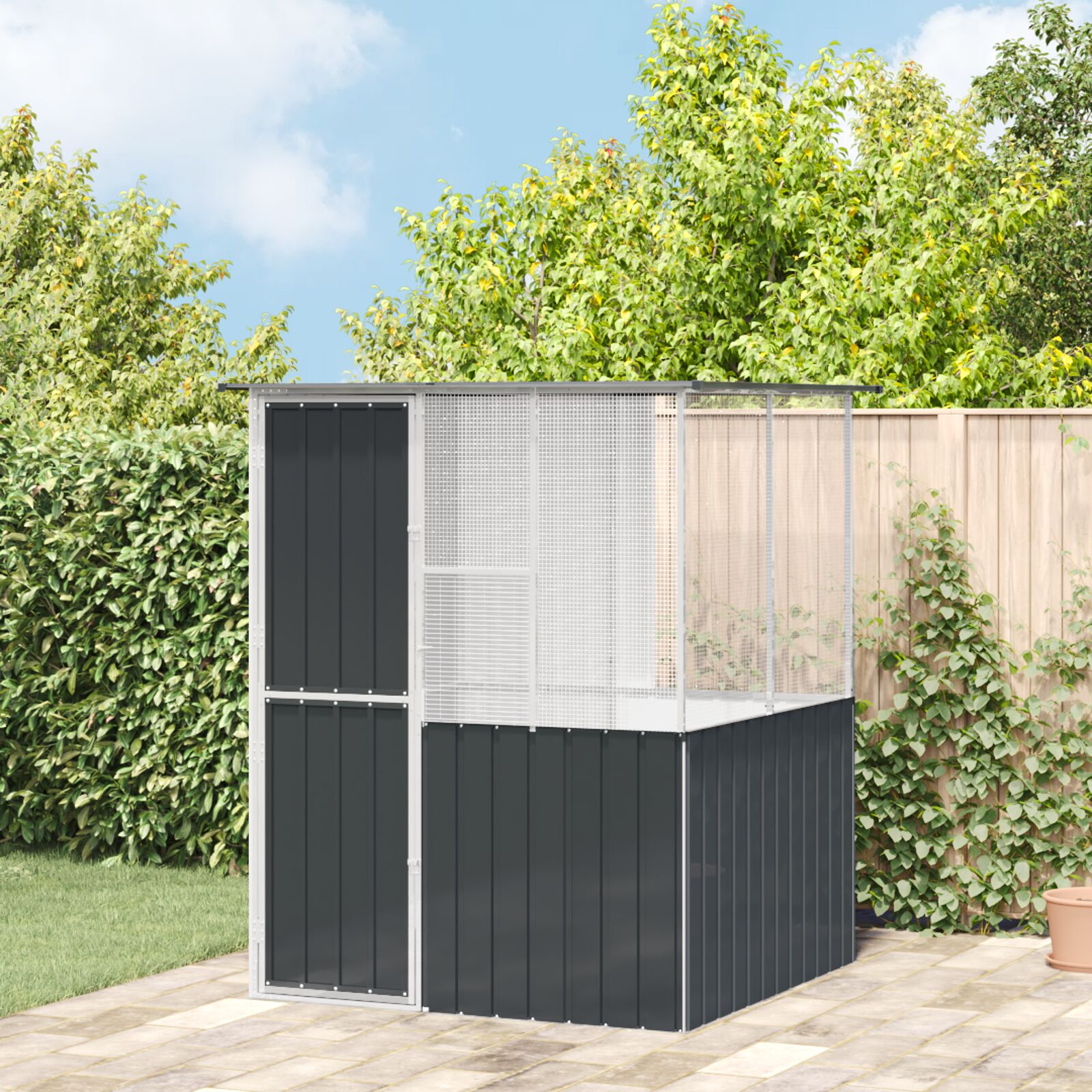vidaXL Vogelkäfig Anthrazit 215x78x200 cm Galvanisierter Stahl