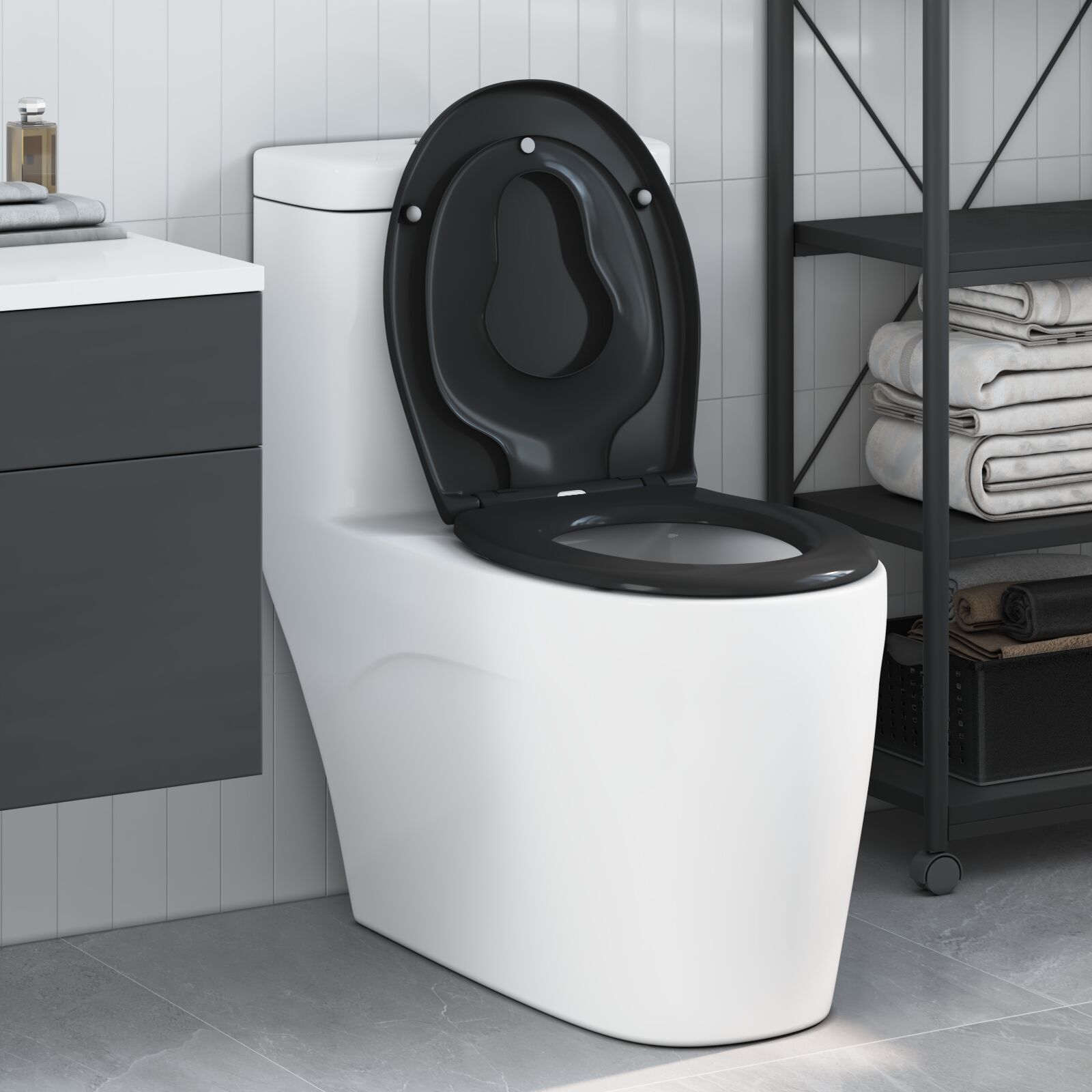 vidaXL Familien-Toilettensitz mit Kindersitz Schnelle Freisetzung Duroplast