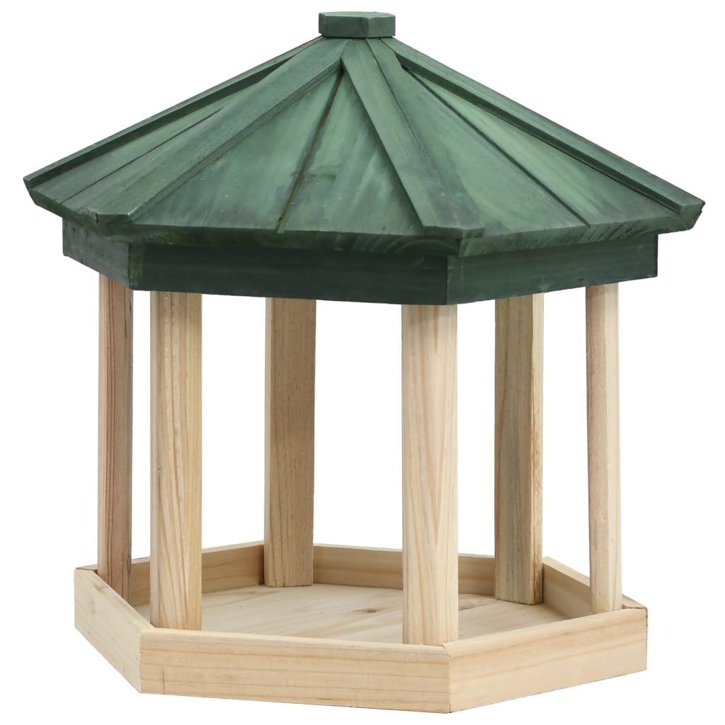 vidaXL Vogelfutterhaus Achteck Tanne Massivholz 33x30 cm  