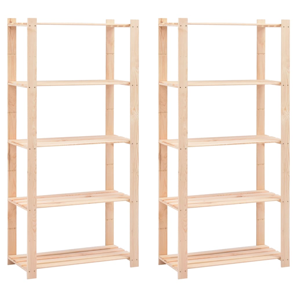  vidaXL Lagerregale 5 Böden 2 Stk. 80×38×170cm Kiefer Massivholz 250kg