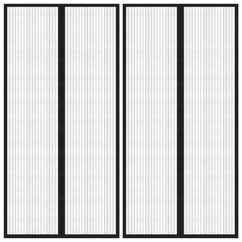 vidaXL Fliegengitter-Türvorhänge 2 Stk. Magnet Schwarz 220x100 cm