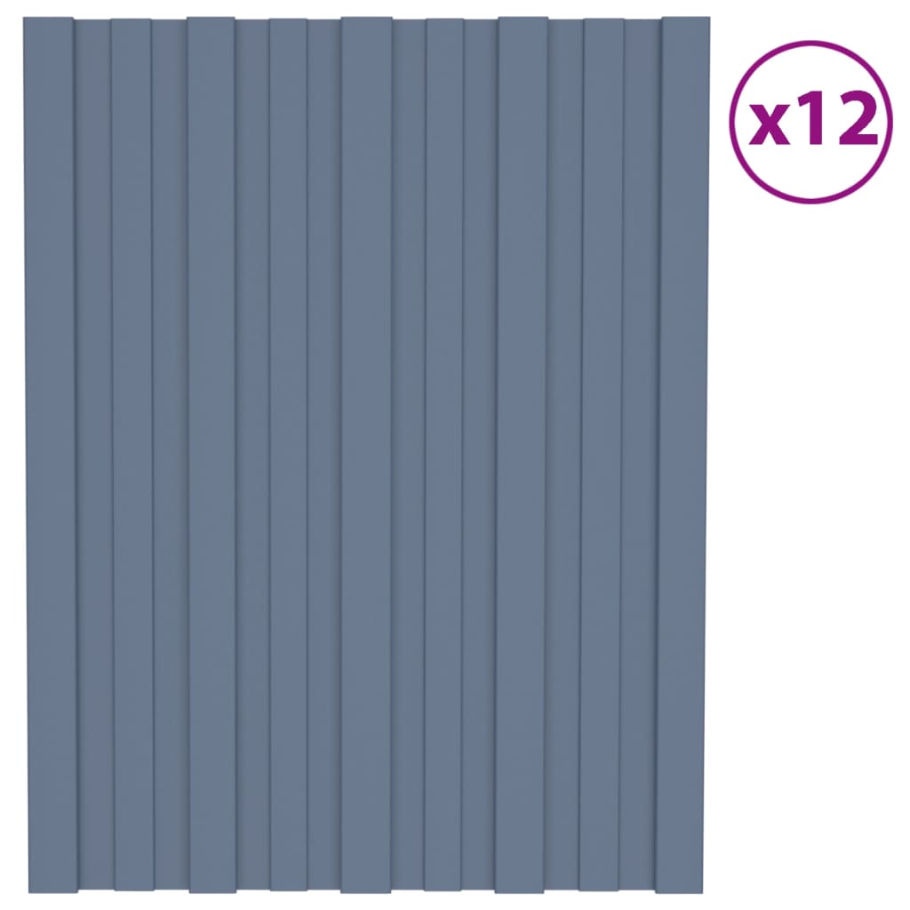 vidaXL Dachpaneele 12 Stk. Verzinkter Stahl Grau 60x45 cm