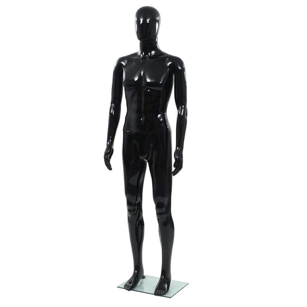 vidaXL Männliche Schaufensterpuppe mit Glassockel Schwarz 185 cm 