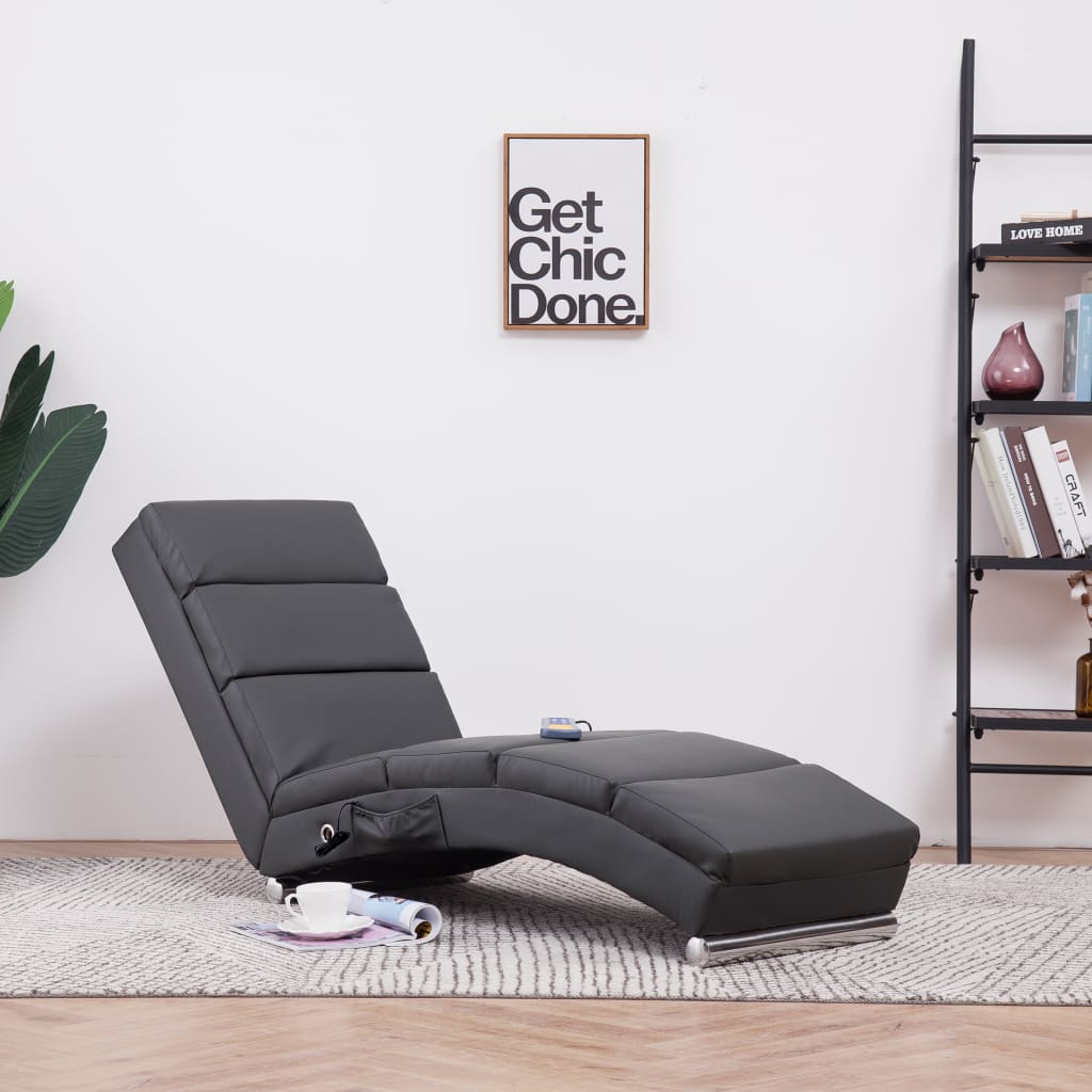 vidaXL Massage Chaiselongue Grau Kunstleder