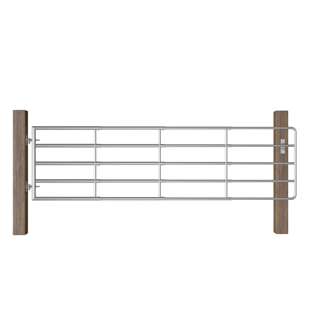 vidaXL 5-Rohre-Weidetor Stahl (115-300)×90 cm Silbern 