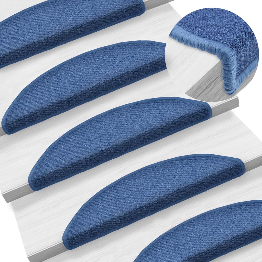 vidaXL 15 Stk. Treppenmatten Blau 56 x 17 x 3 cm