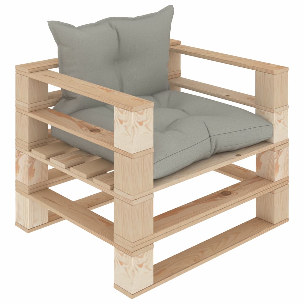  vidaXL Garten-Palettensofa mit Kissen in Taupe Holz