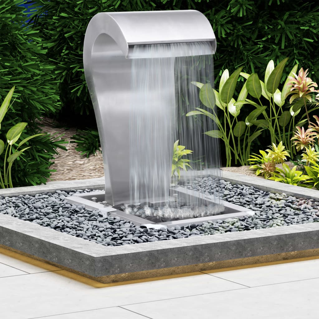 vidaXL Garten-Wasserfall Silbern 52,4x34,2x82 cm Edelstahl