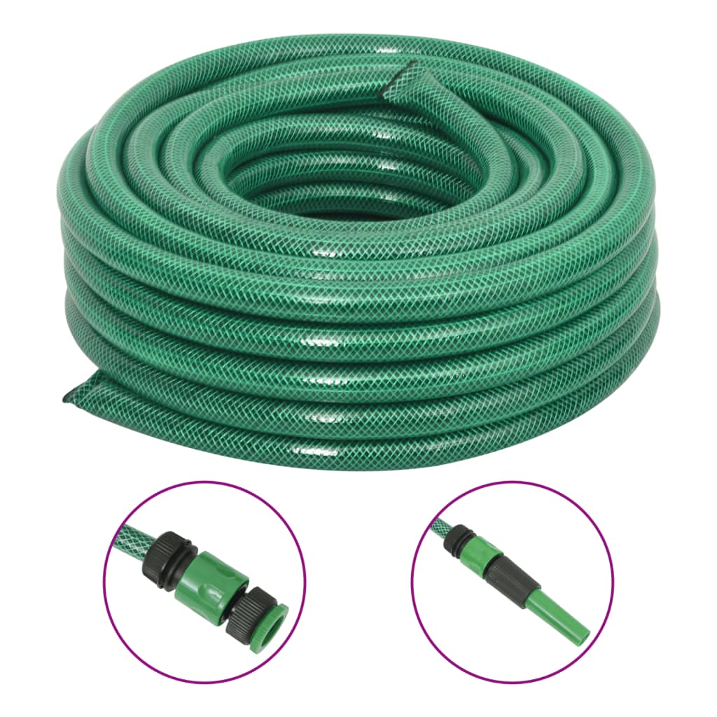 vidaXL Gartenschlauch mit Kupplung-Set Grün 0,75" 10 m PVC