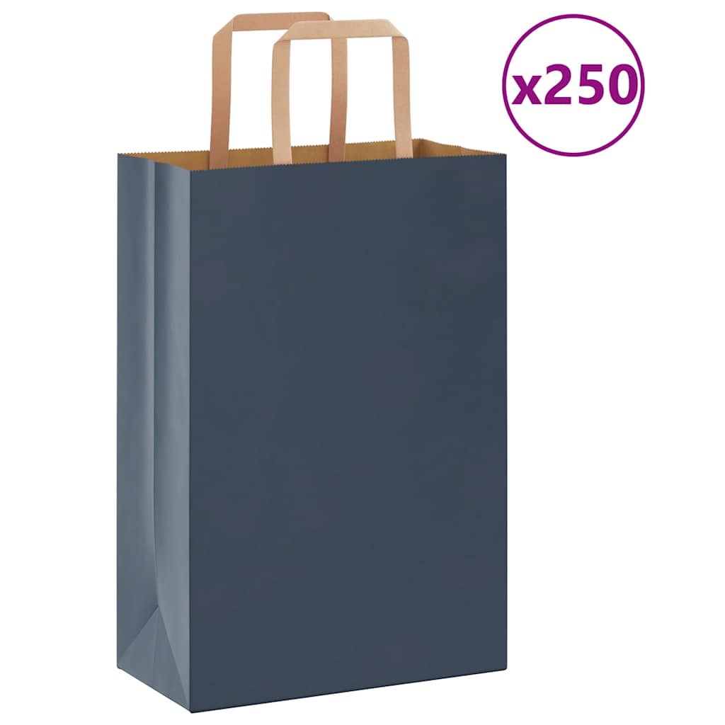 vidaXL Papiertragetaschen 250 Stk. mit Henkeln Blau 21x11x31 cm