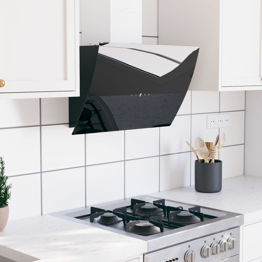 vidaXL Dunstabzugshaube 60 cm Stahl und Hartglas Schwarz