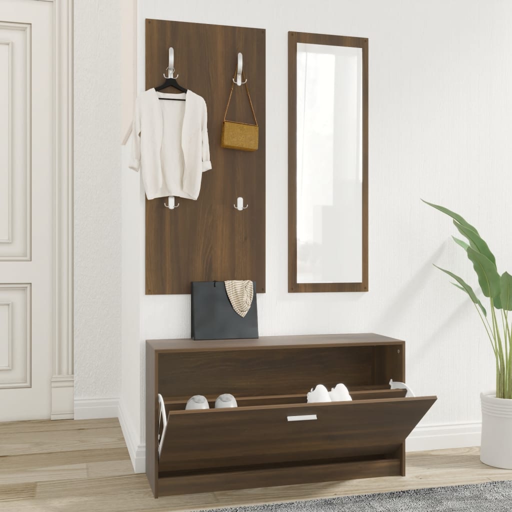 vidaXL 3-tlg. Flurmöbel-Set Braun Eichen-Optik Holzwerkstoff