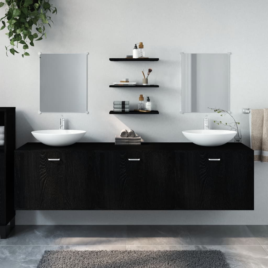   vidaXL 6-tlg. Badmöbel-Set Schwarz Holzwerkstoff