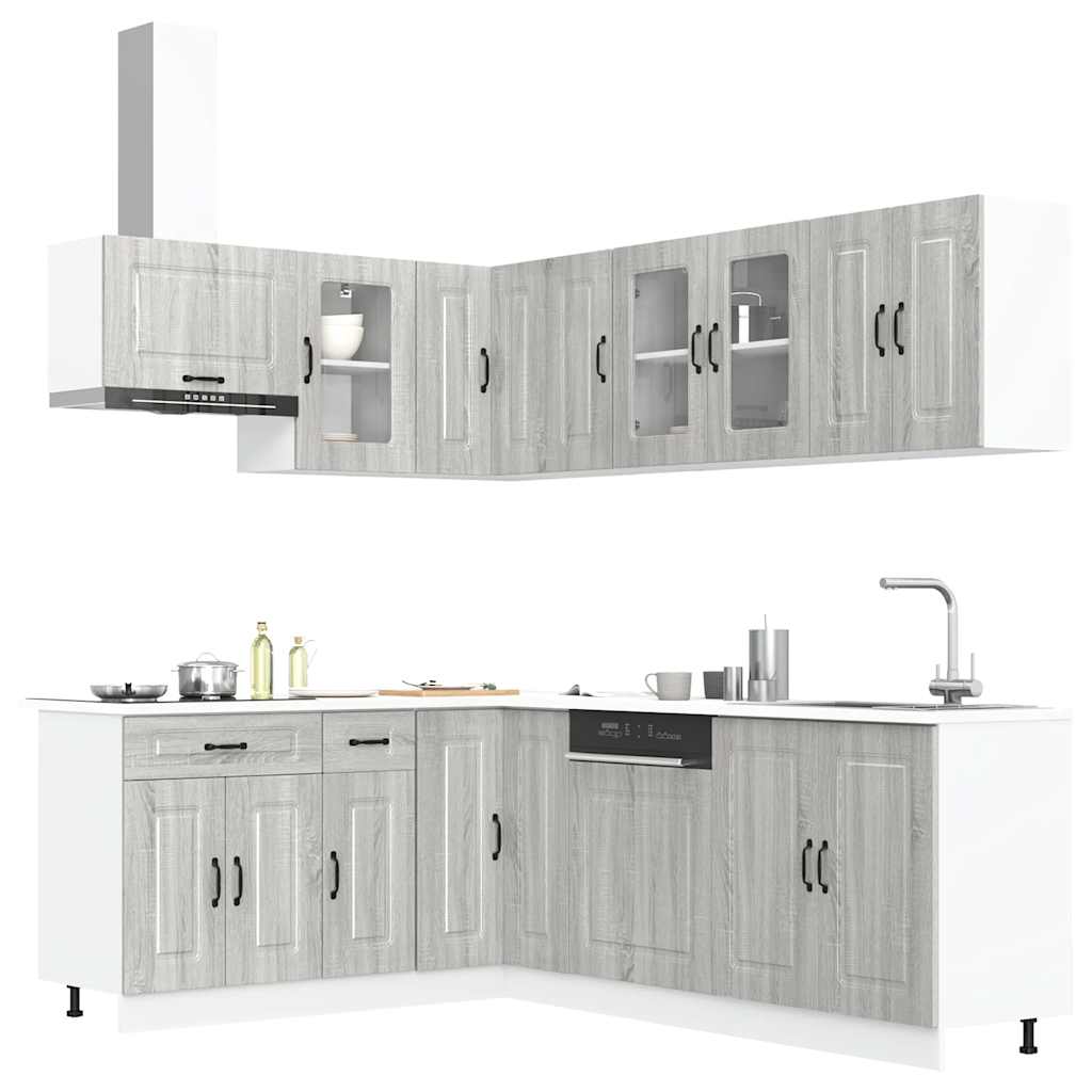 vidaXL 11-tlg. Küchenschrank-Set Kalmar Grau Sonoma Holzwerkstoff