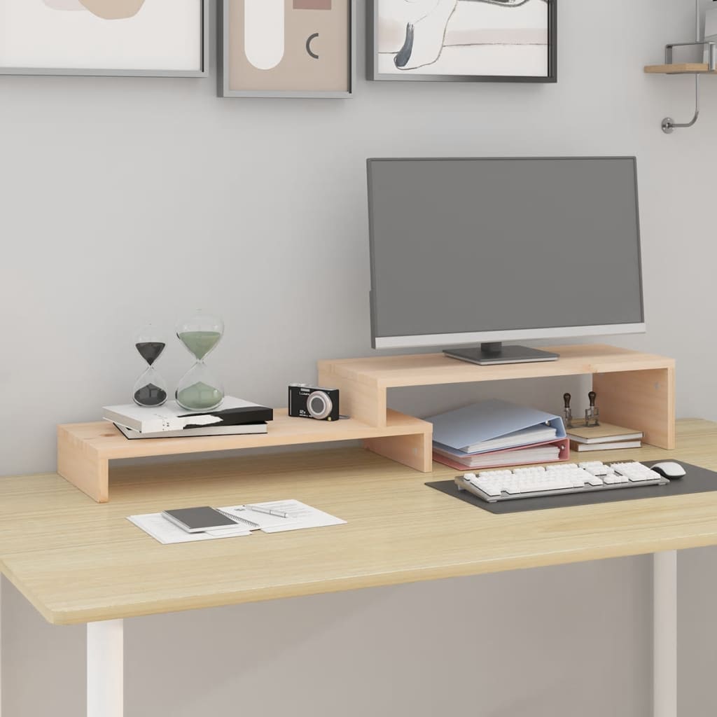 vidaXL Monitorständer (52-101)x22x14 cm Massivholz Kiefer