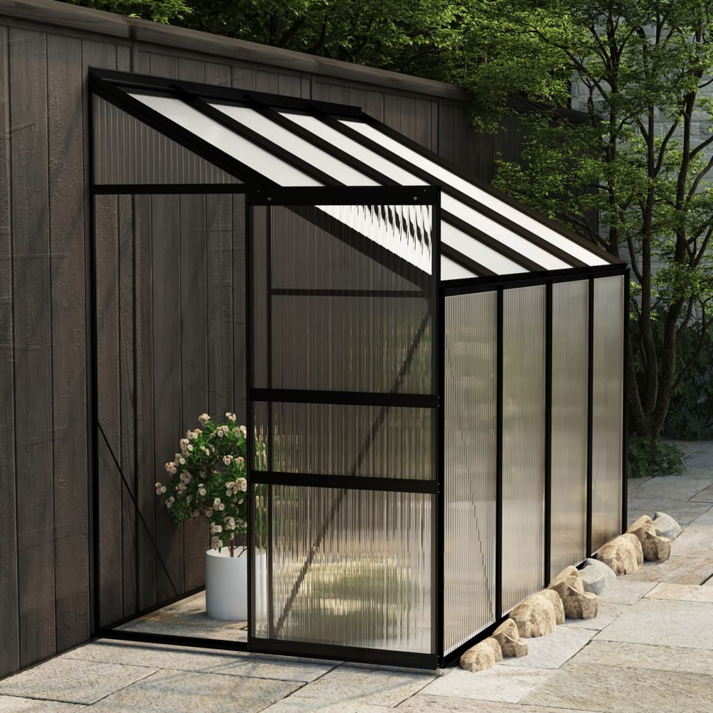 vidaXL Anlehngewächshaus Anthrazit Aluminium 5,24 m³