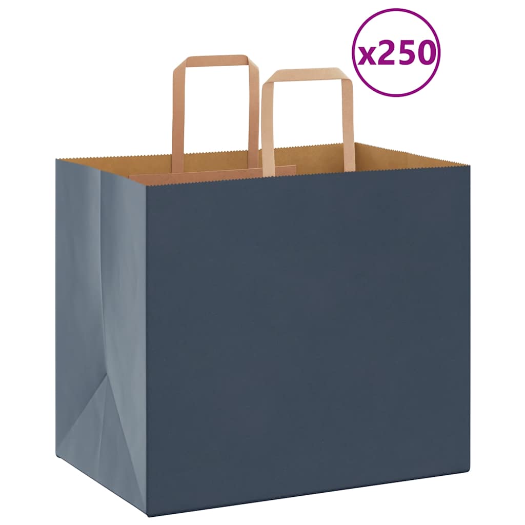 vidaXL Papiertragetaschen 250 Stk. mit Henkeln Blau 32x22x28 cm