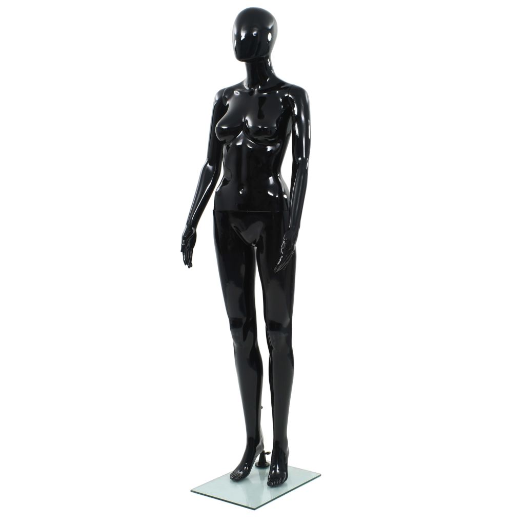 vidaXL Weibliche Schaufensterpuppe mit Glassockel Schwarz 175 cm 
